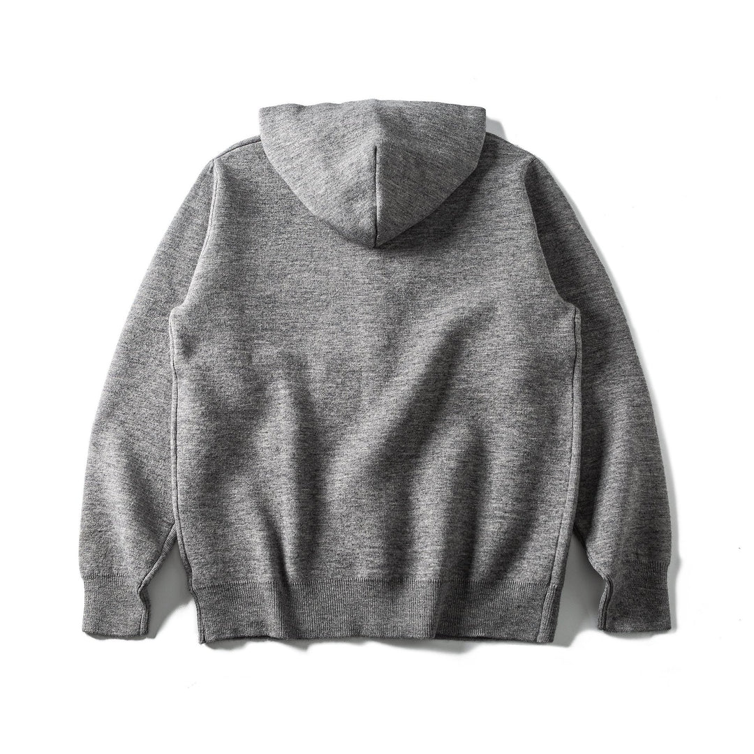 Unisex Leichte Kapuzen‑Strickjacke mit Druckknopfleiste und Rippbündchen Drune