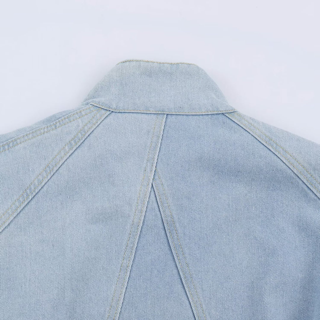 Damen Kurzjacke aus leichter Denim‑Qualität mit Raglanärmeln und verdeckter Verschlussleiste Drune
