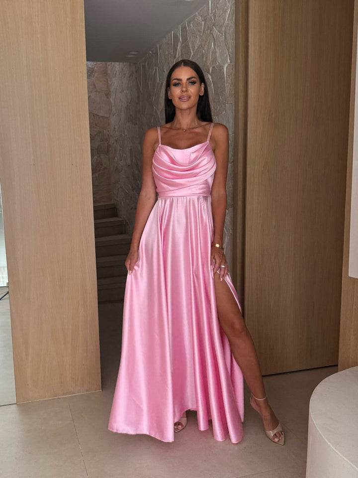 Damen Elegantes Abendkleid mit tiefem Ausschnitt und seitlichem Schlitz Drune
