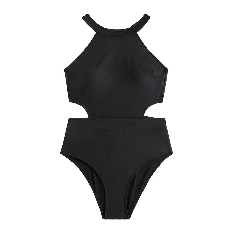 Damen Einteiler Badeanzug mit hohem Kragen und seitlichem Cut-Out Drune