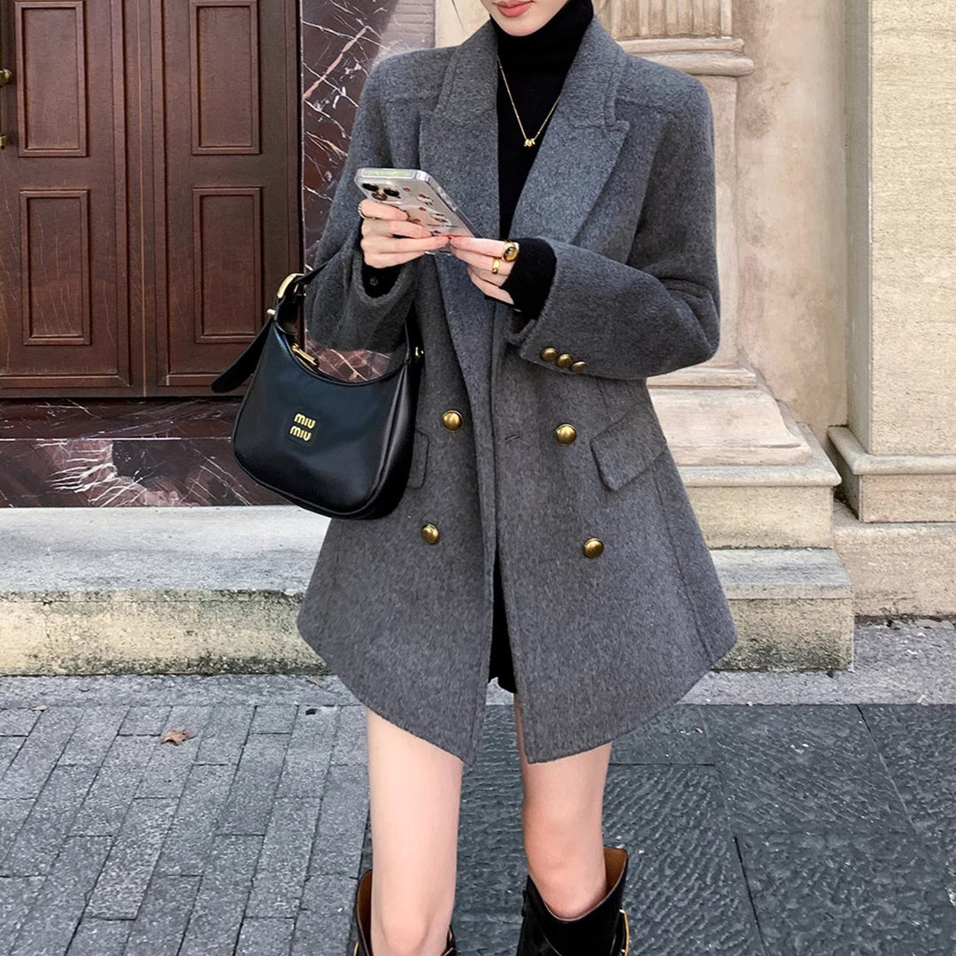Damen Eleganter Wollmantel Drune