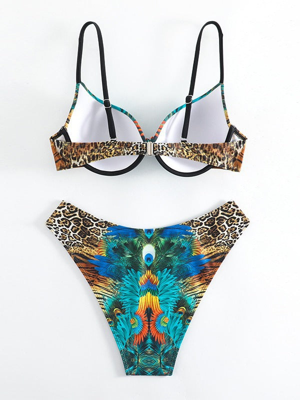 Damen Triangel-Bikini mit extravagantem Federdesign und funkelnden Akzenten Drune