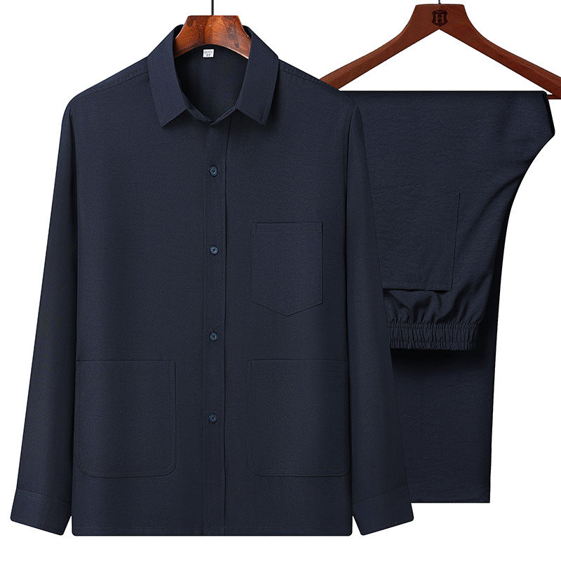 Herren nan leichtes Freizeit-Set mit Hemdjacke und elastischer Bundhose Drune