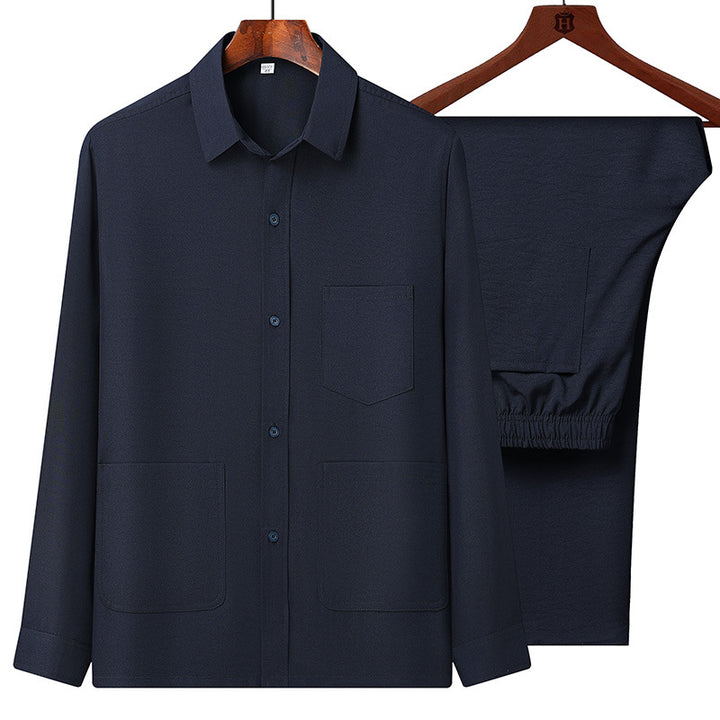 Herren nan leichtes Freizeit-Set mit Hemdjacke und elastischer Bundhose Drune