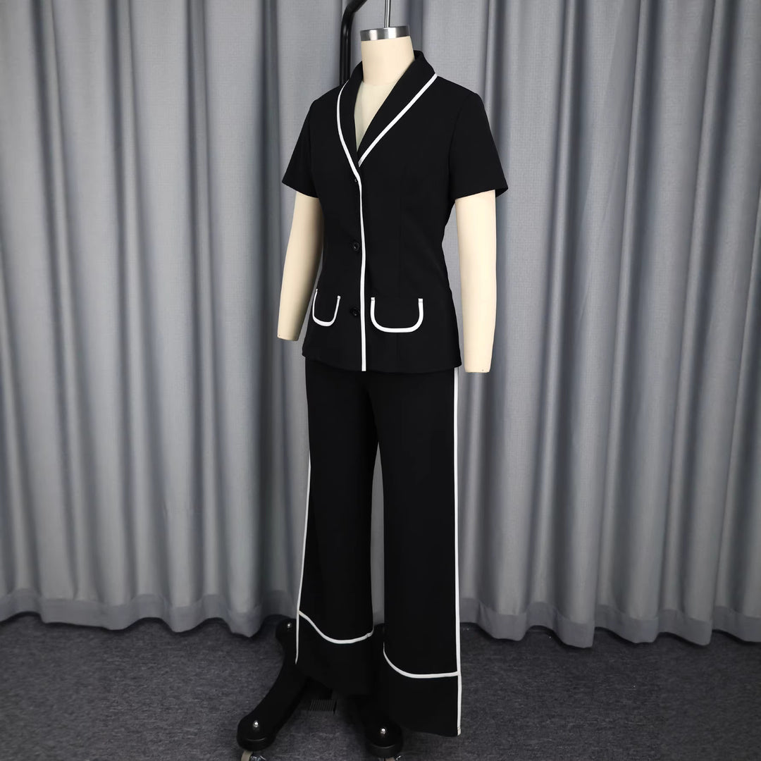 Damen Elegant geschnittenes Top und Flared Hose Set Drune