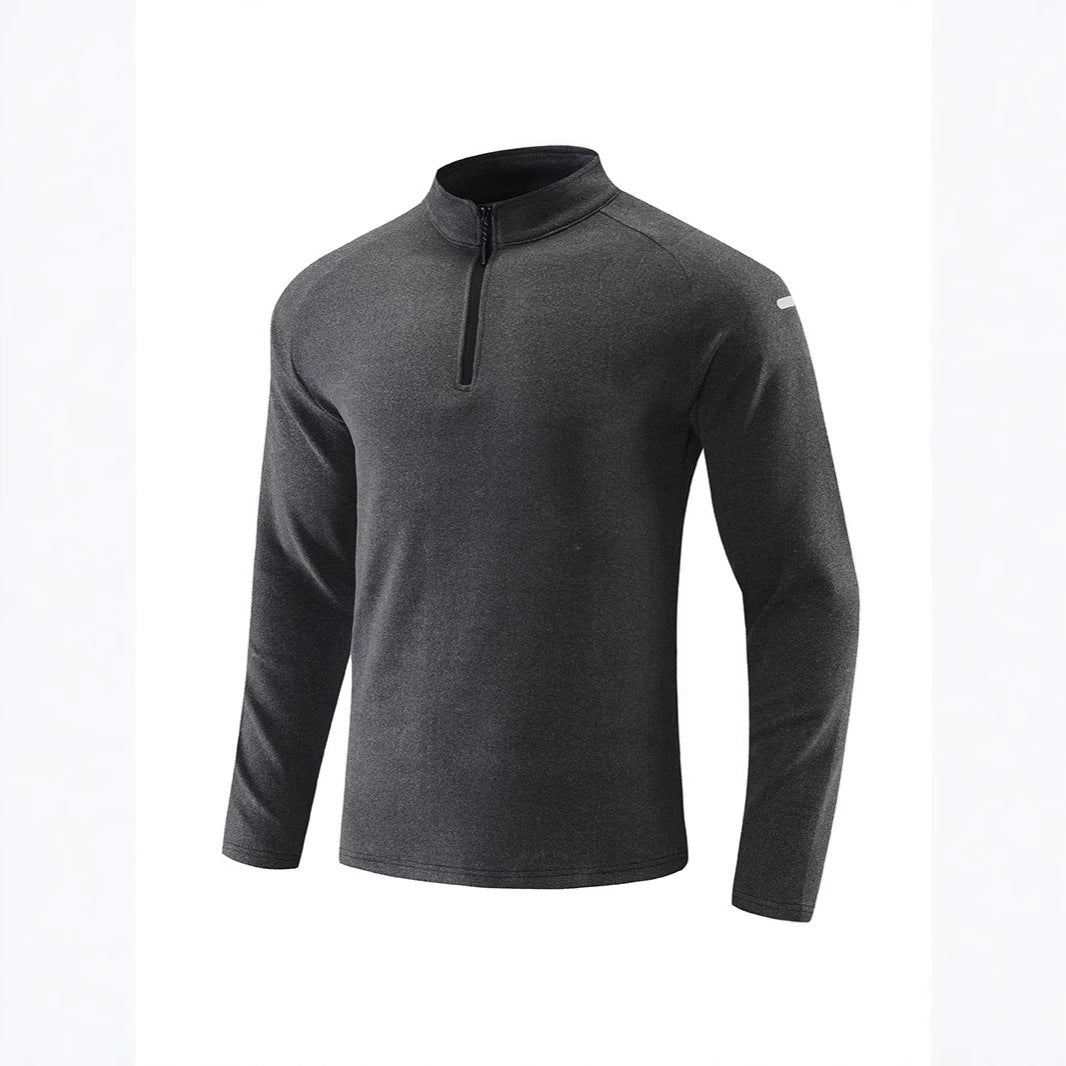 Herren Atmungsaktives Funktions-Langarmshirt mit Stehkragen und kurzem Reißverschluss Drune