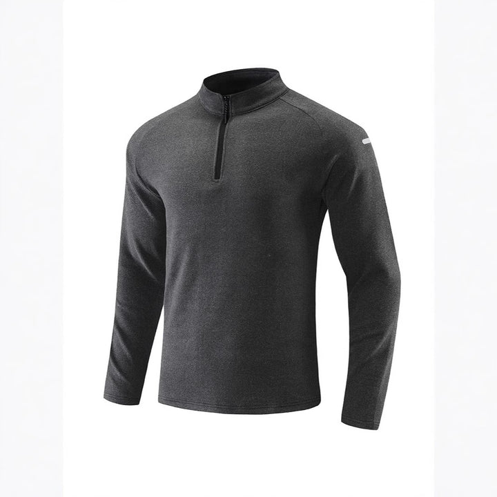 Herren Atmungsaktives Funktions-Langarmshirt mit Stehkragen und kurzem Reißverschluss Drune