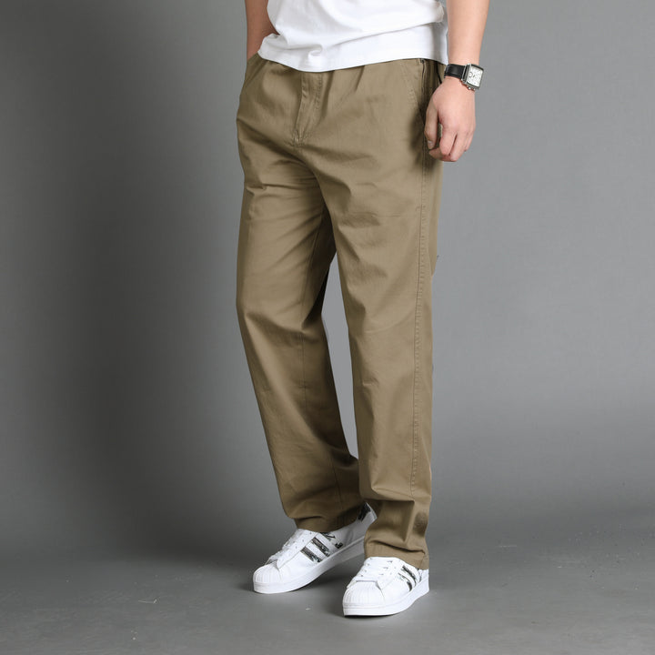 Herren Lässige Canvas-Chinohose mit elastischem Tunnelzugbund, aufgesetzten Taschen & geradem Bein Drune