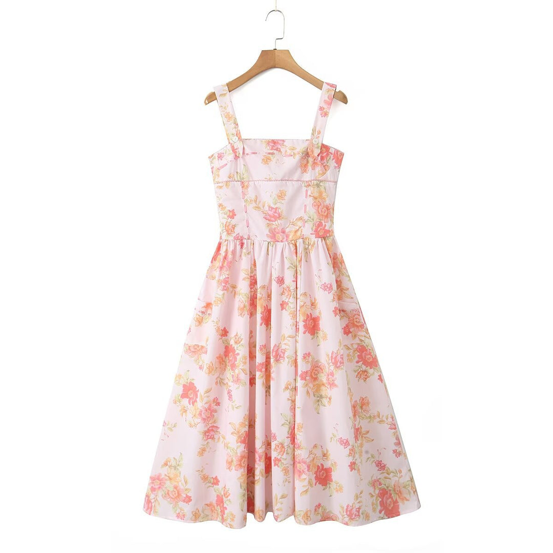 Damen Blumenkleid mit A-Linien-Schnitt Drune
