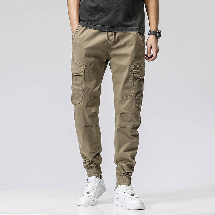 Herren Cargo-Joggerhose mit ergonomischen Kniepasse, elastischem Tunnelzugbund und großvolumigen Klappentaschen Drune