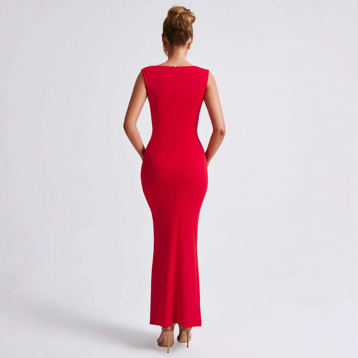 Damen Elegantes Langarm-Bodycon-Kleid mit quadratischem Ausschnitt und figurbetontem Schnitt Drune