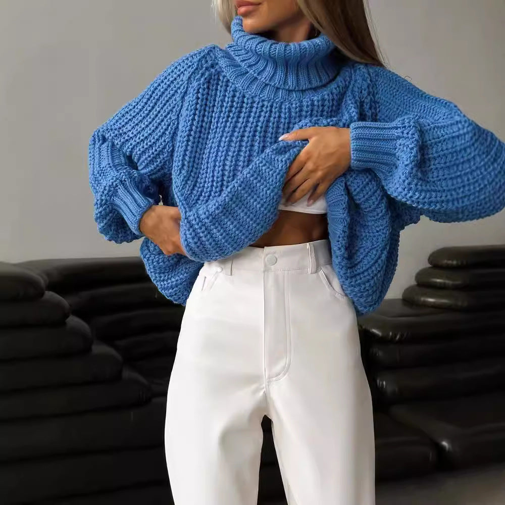 Damen Oversized Grobstrick-Pullover mit Rollkragen und weitem Schnitt Drune