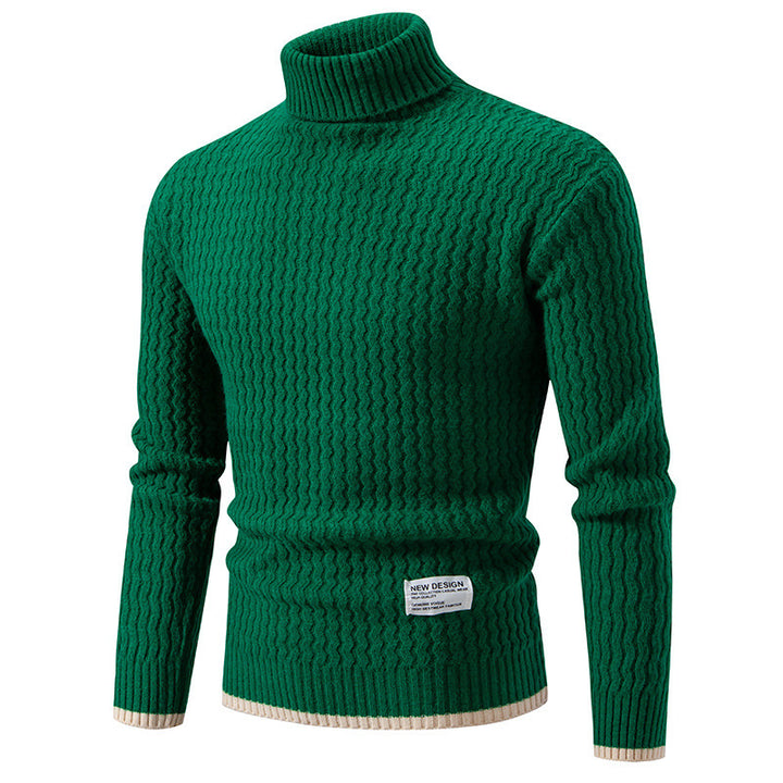 Herren Strickpullover mit hohem Kragen und strukturiertem Zopfmuster Drune
