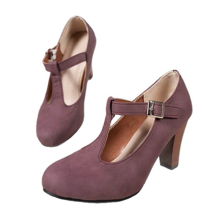 Damen elegante T-Strap Absatzschuhe Drune