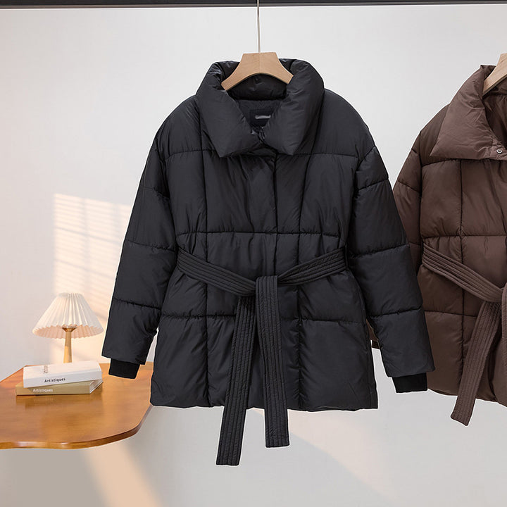 Damen Wattierte Jacke mit Gürtel und eleganter Kragenform Drune