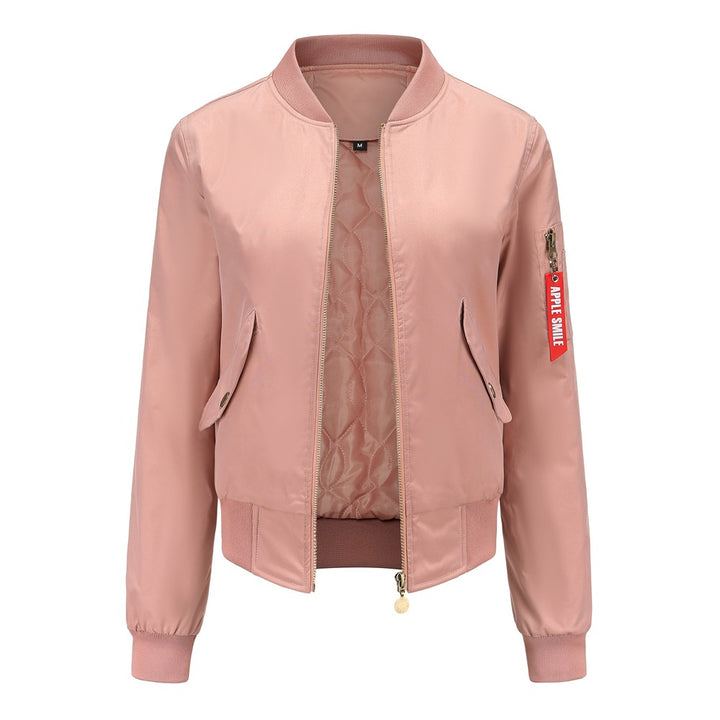 Damen modische Bomberjacke mit praktischen Seitentaschen und elastischen Bündchen Drune