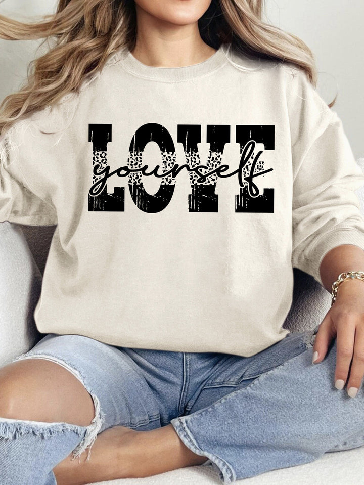 Damen Sweatshirt mit kreativem LOVE-Schriftzug und lässiger Passform Drune