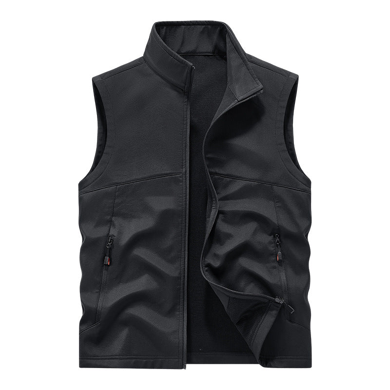 Herren atmungsaktive Softshell-Outdoorweste mit hochschließendem Stehkragen und fleecegefütterter Innenseite Drune