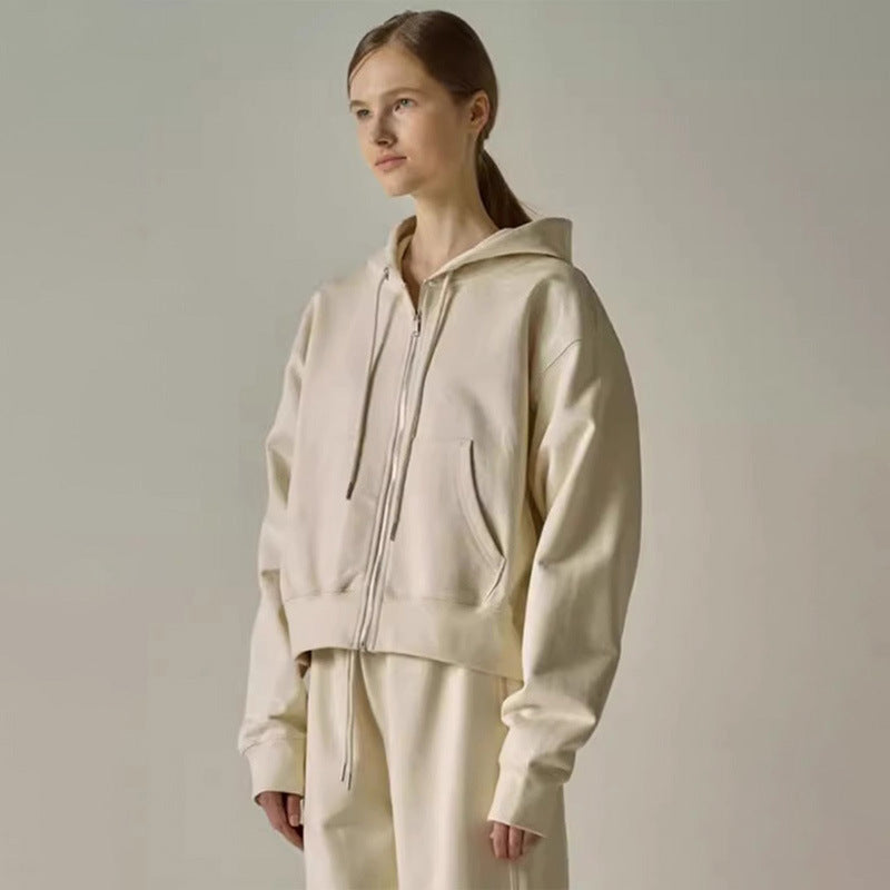 Damen Kapuzen-Sweatjacke mit Reißverschluss und seitlichen Taschen Drune