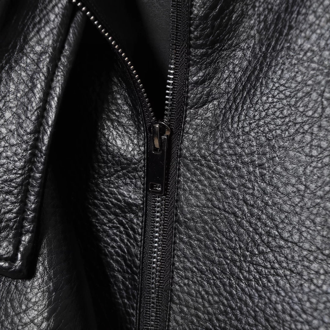 Damen Kurze Boxy-Jacke aus Lederoptik mit hohem Stehkragen und elastischem Saum Drune