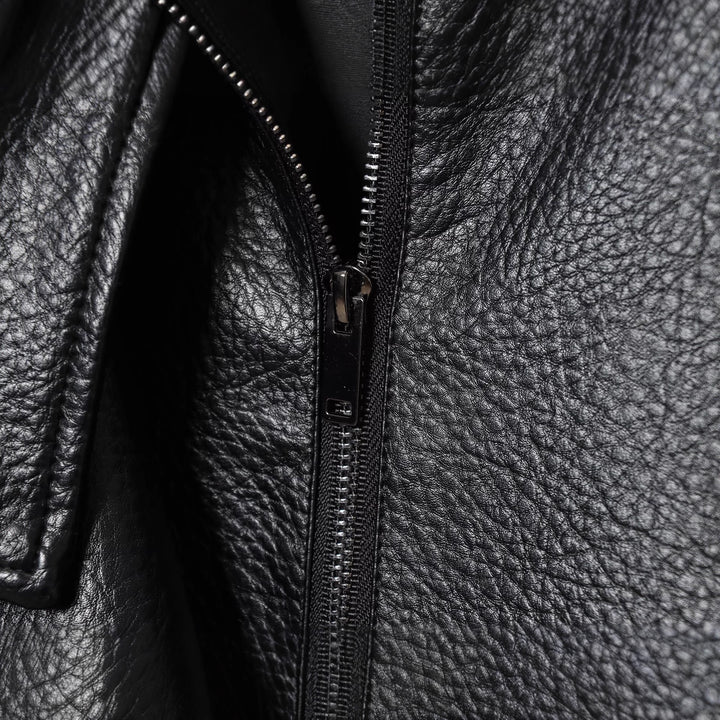 Damen Kurze Boxy-Jacke aus Lederoptik mit hohem Stehkragen und elastischem Saum Drune