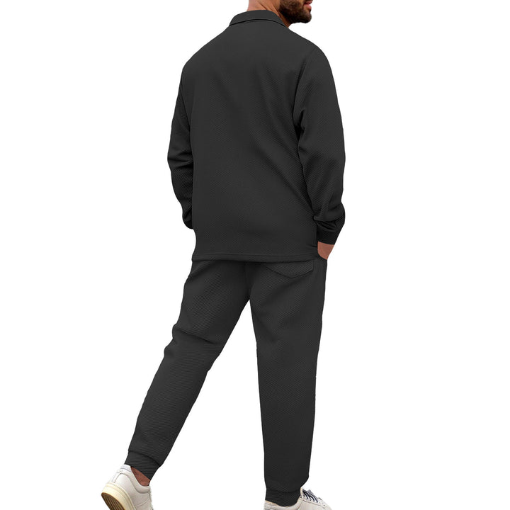 Herren Komfort-Zweiteiler Waffelstruktur-Hemdjacke mit Pattentasche und Relax-Bundhose Drune