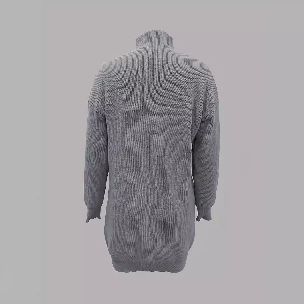 Damen Modisches Strickkleid mit hohem Kragen und oversize Schnitt Drune