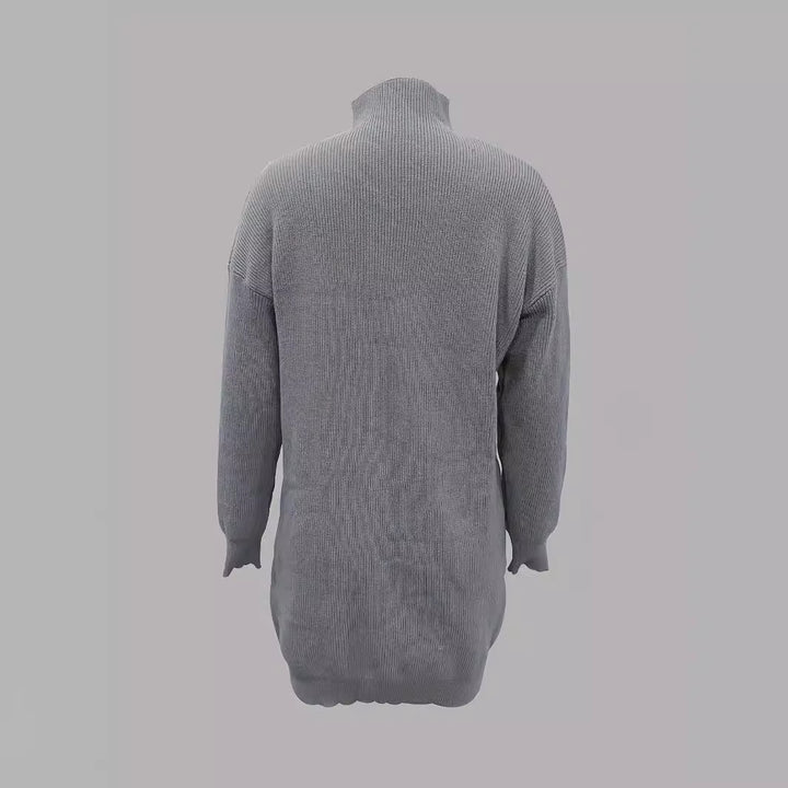 Damen Modisches Strickkleid mit hohem Kragen und oversize Schnitt Drune