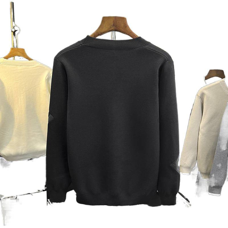 Herren Strick-Cardigan mit V‑Ausschnitt und dekorativen Puzzle‑Applikationen Drune