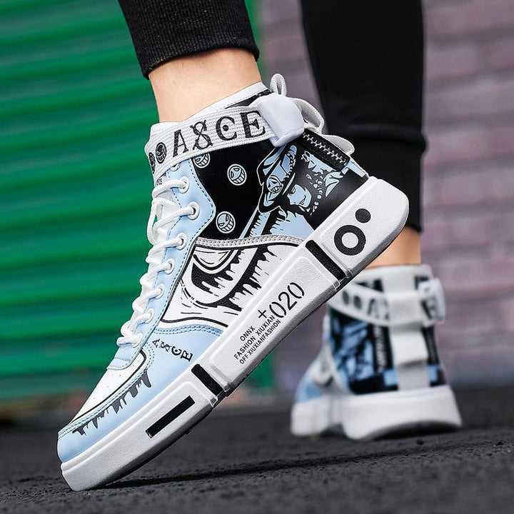Herren High-Top Grafik-Sneaker mit Klettverschluss und auffälliger Plateausohle Drune