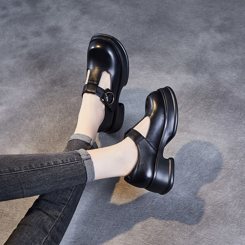 Damen Stylische Blockabsatz Mary Jane Schuhe Drune