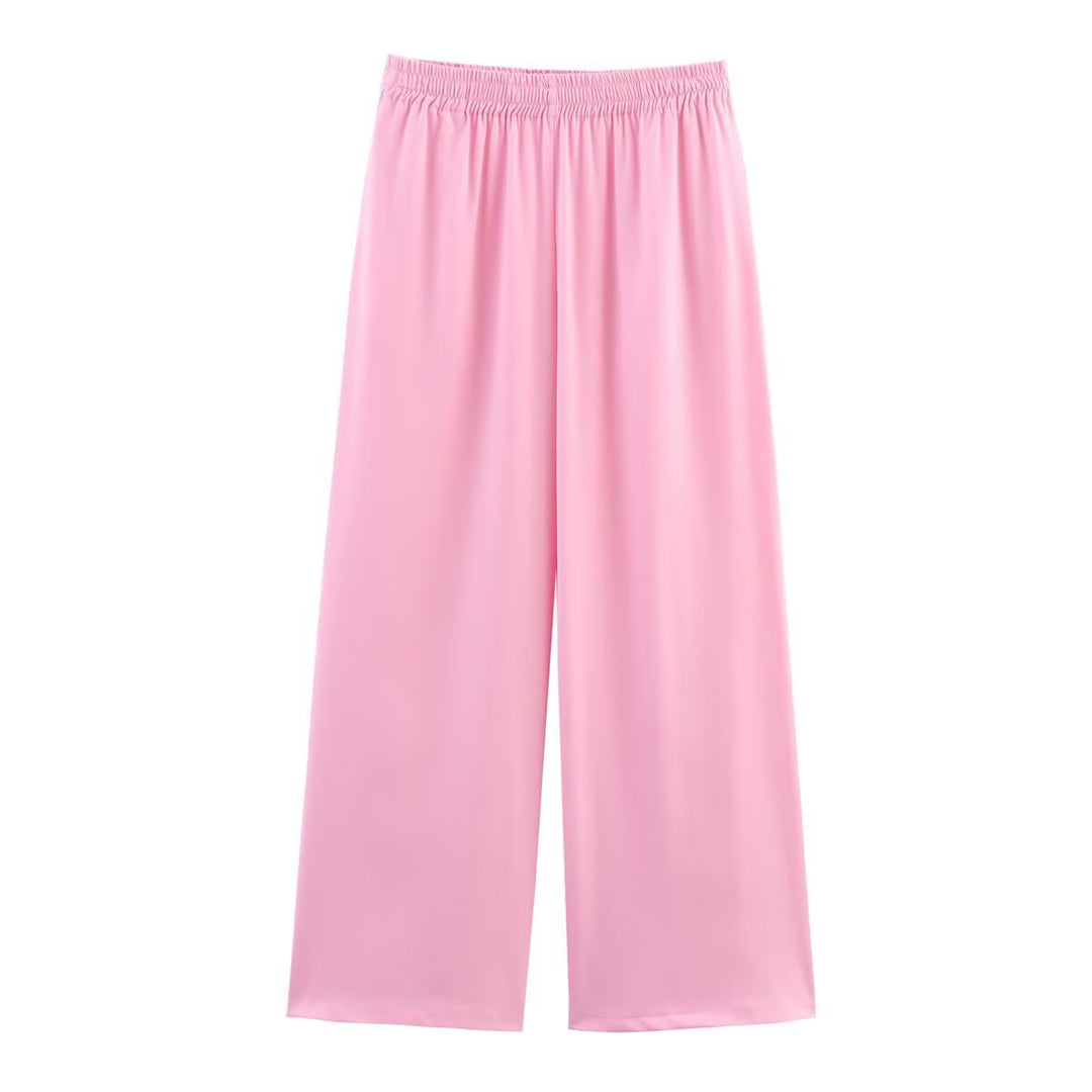 Damen Weite Palazzohose mit elastischem Bund und fließender Beinweite Drune