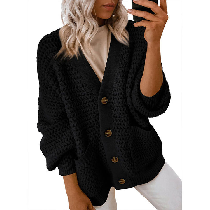 Damen Strickjacke mit dicker Textur und Knopfdetails Drune