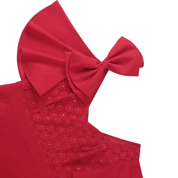 Damen Elegantes Maxikleid mit voluminösen Ärmeln und hochwertiger Blumenapplikation Drune