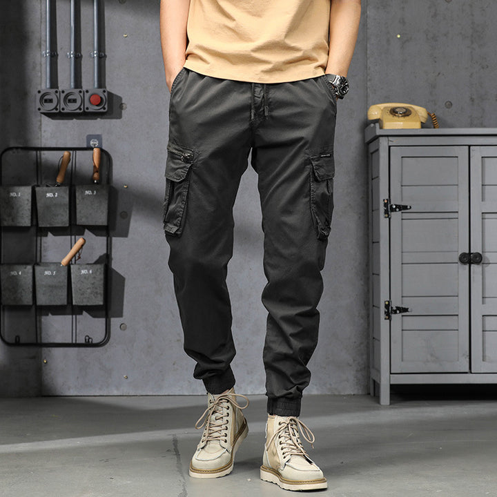 Herren Cargo-Joggerhose mit Tunnelzug, Multifachtaschen und geripptem Knöchelabschluss Drune