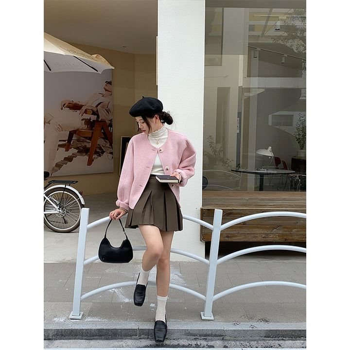 Damen weiche und modische Strickjacke mit klassischen Knopfdetails Drune