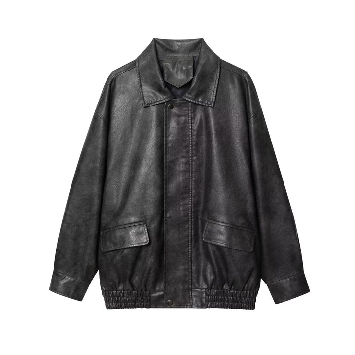 Damen elegante Kunstlederjacke Drune