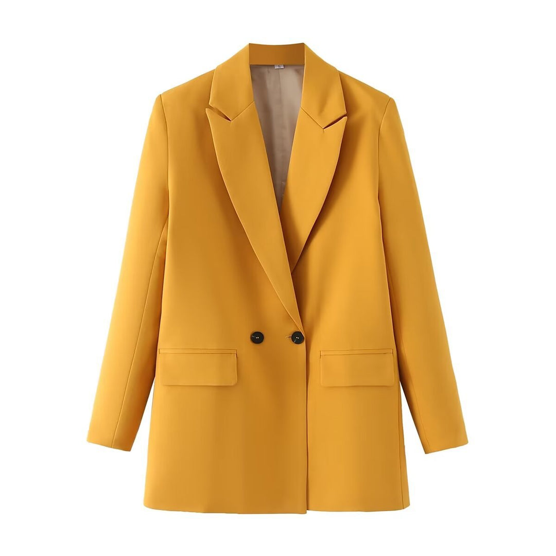 Damen nan taillierter Longblazer im Oversize-Look mit Reverskragen und Pattentaschen Drune