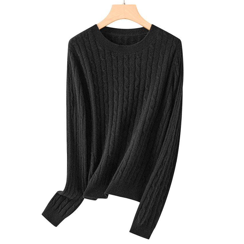 Damen Kuscheliger Zopfstrick-Pullover aus Feinstrick mit Rundhalsausschnitt Drune