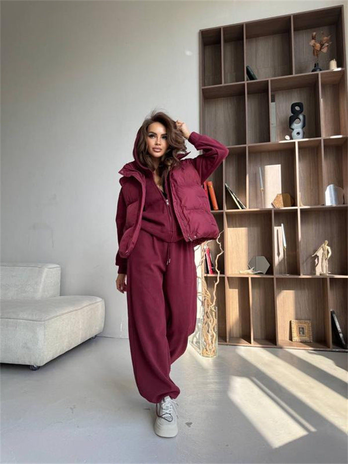 Damen entspanntes Kapuzenoberteil und weit geschnittene Hose Set Drune
