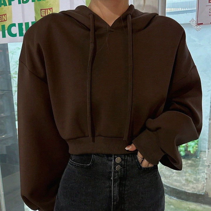Damen cropped Kapuzenpullover mit oversized Schnitt Drune