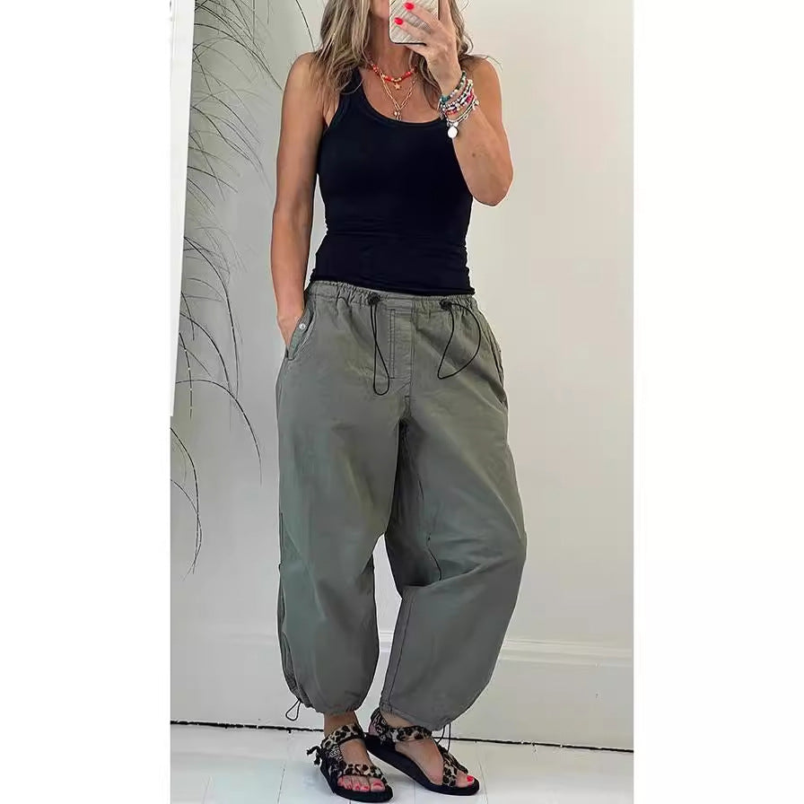 Damen lässige Bundfaltenhose aus atmungsaktivem Material Drune