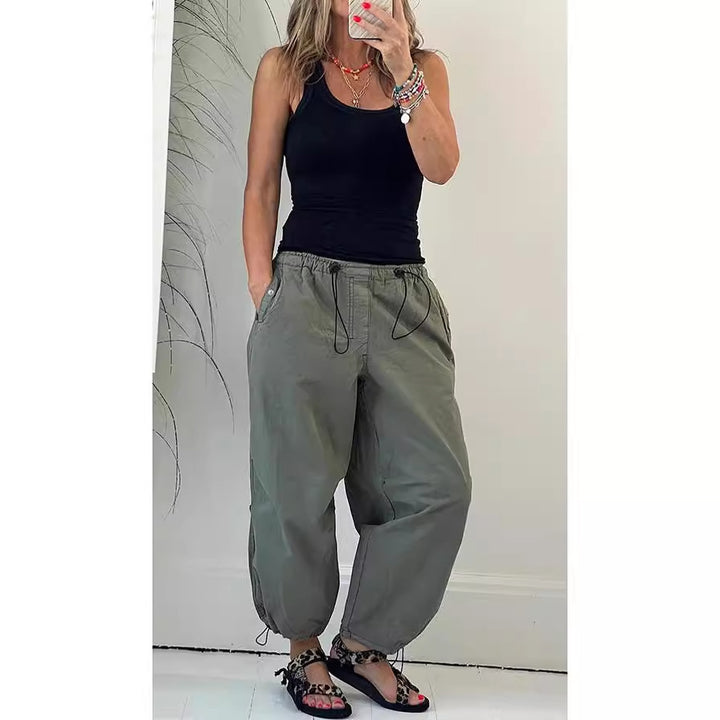 Damen lässige Bundfaltenhose aus atmungsaktivem Material Drune