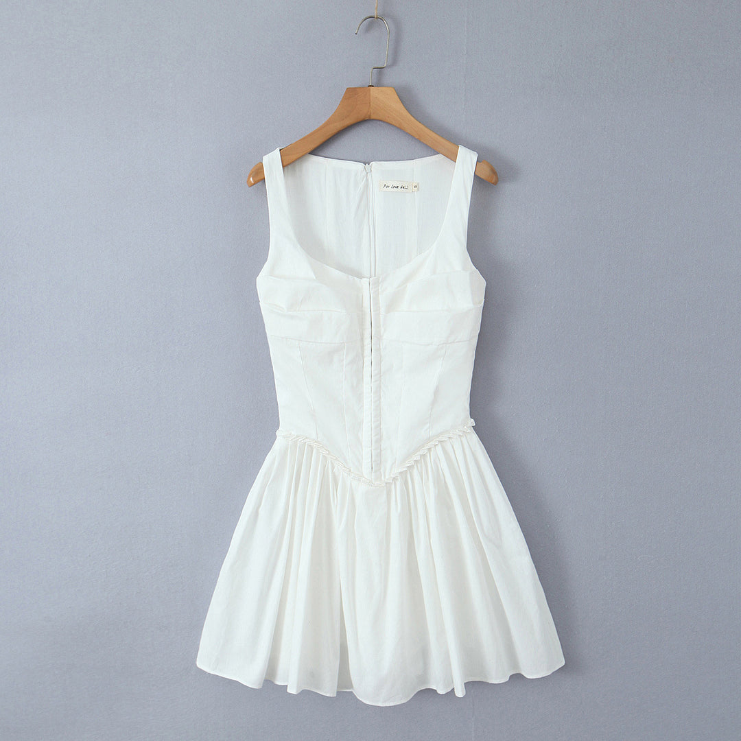 Damen elegantes Kleid mit A-Linien-Schnitt und edlen Rüschendetails Drune