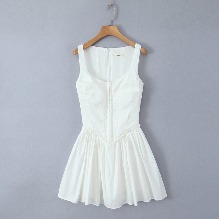 Damen elegantes Kleid mit A-Linien-Schnitt und edlen Rüschendetails Drune