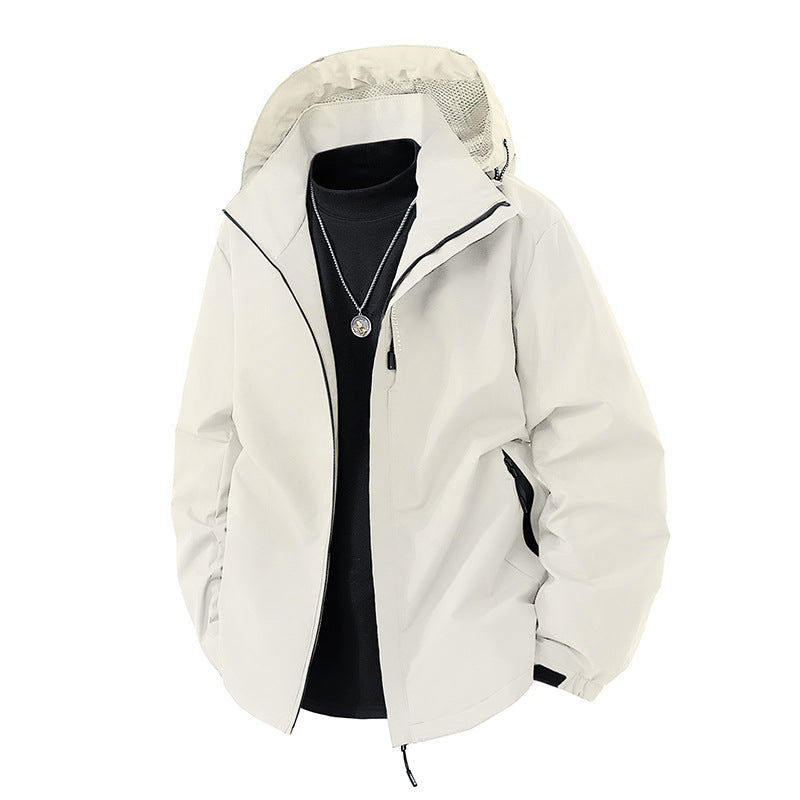 Herren Wasserabweisende Outdoor-Jacke mit Kapuze, winddichter Membran und verstellbarem Saum Drune