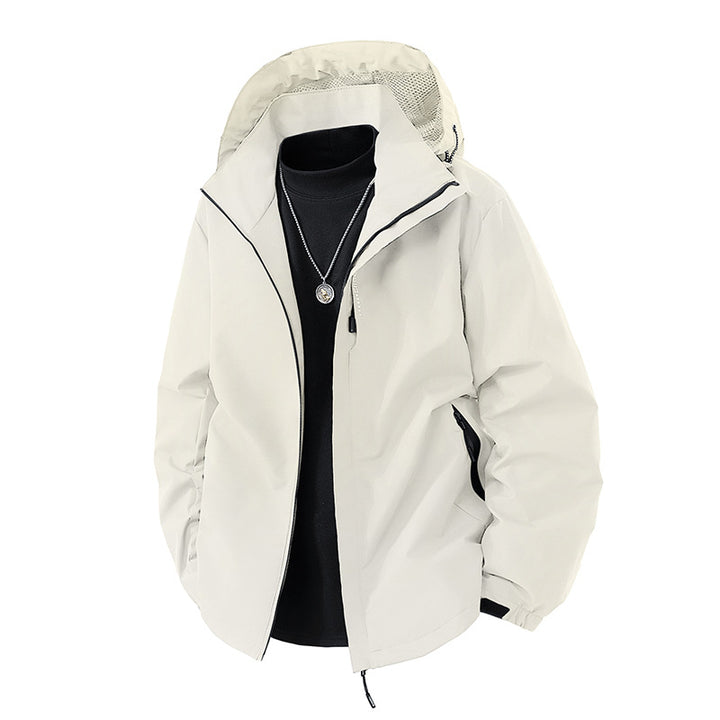 Herren Wasserabweisende Outdoor-Jacke mit Kapuze, winddichter Membran und verstellbarem Saum Drune
