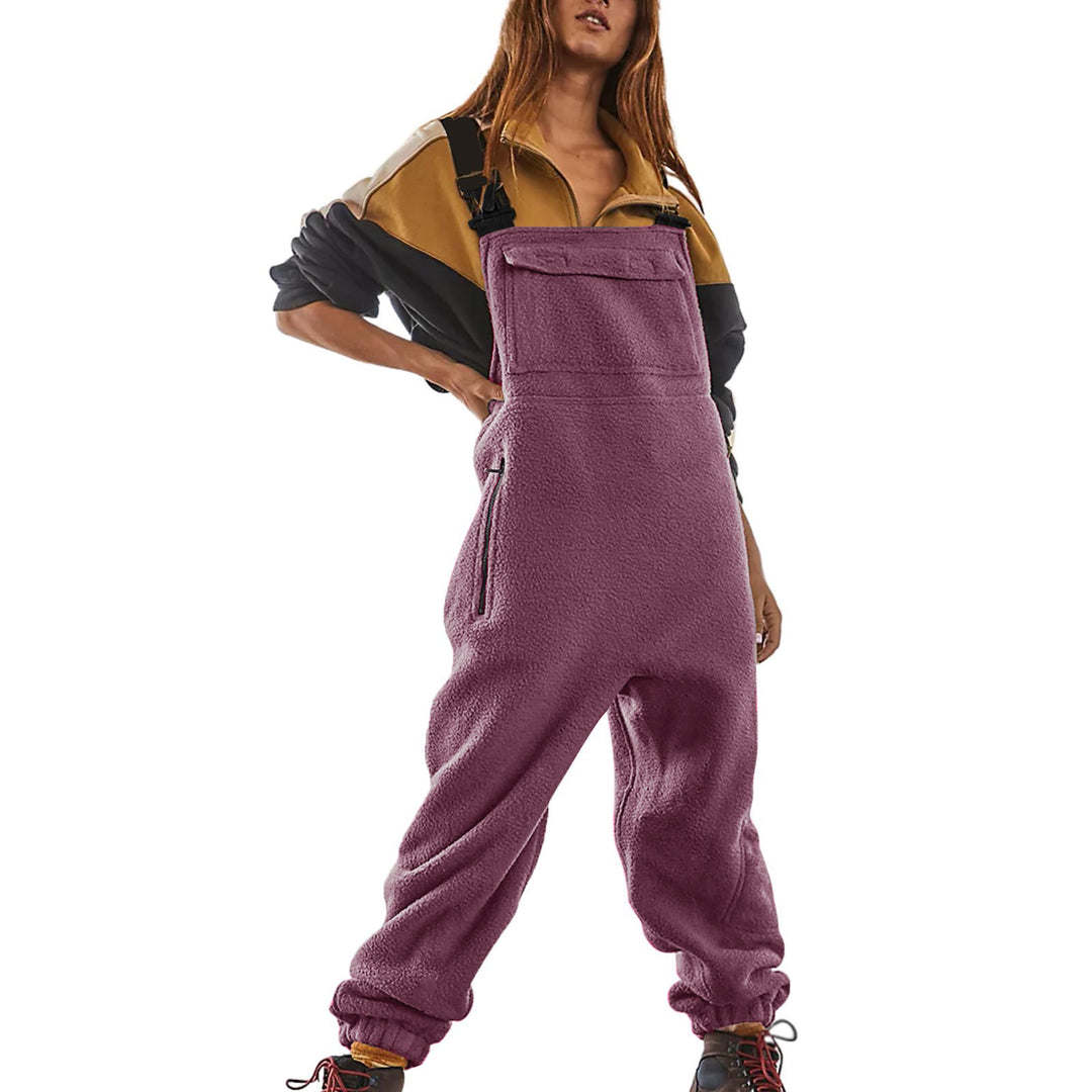 Damen Lässige Fleece-Latzhose mit seitlichen Taschen Drune