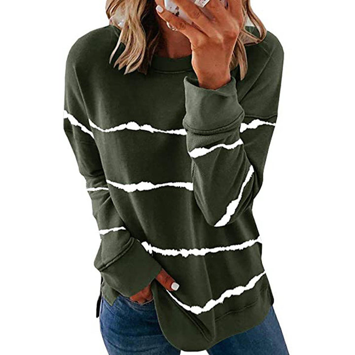 Damen Freizeit Sweatshirt mit modernen Streifen Drune