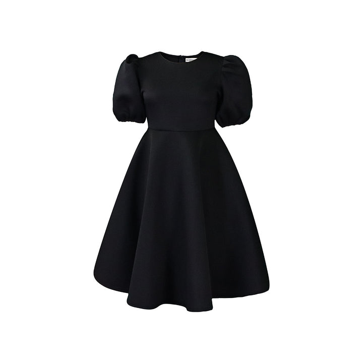 Damen Midikleid mit voluminösen Puffärmeln und schwingendem Rock Drune